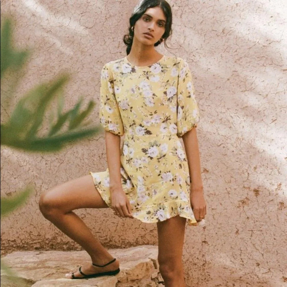 FAITHFULL THE BRAND Jeanette Floral Bohemian Casual Mini Dress Women's M NWT - Picture 1 of 15